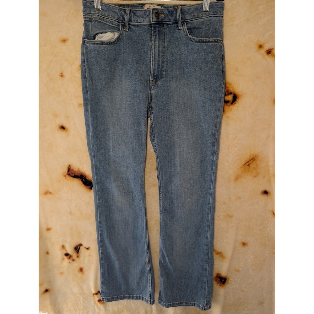 Wrangler High Rise Bold Bootcut Jeans Womens 34 L Blue Denim Stretch MT1BTRK